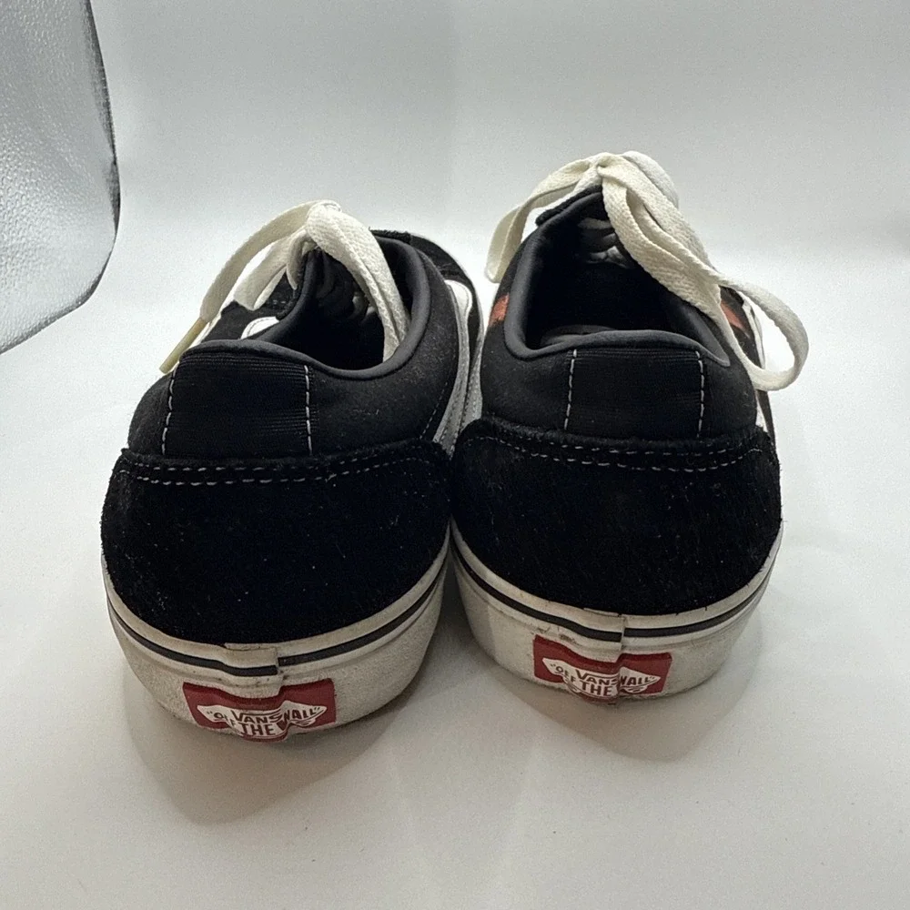 Vans‎ Men's Ward Black/White Suede/Canvas Mix Skate Shoes, Bleached Design